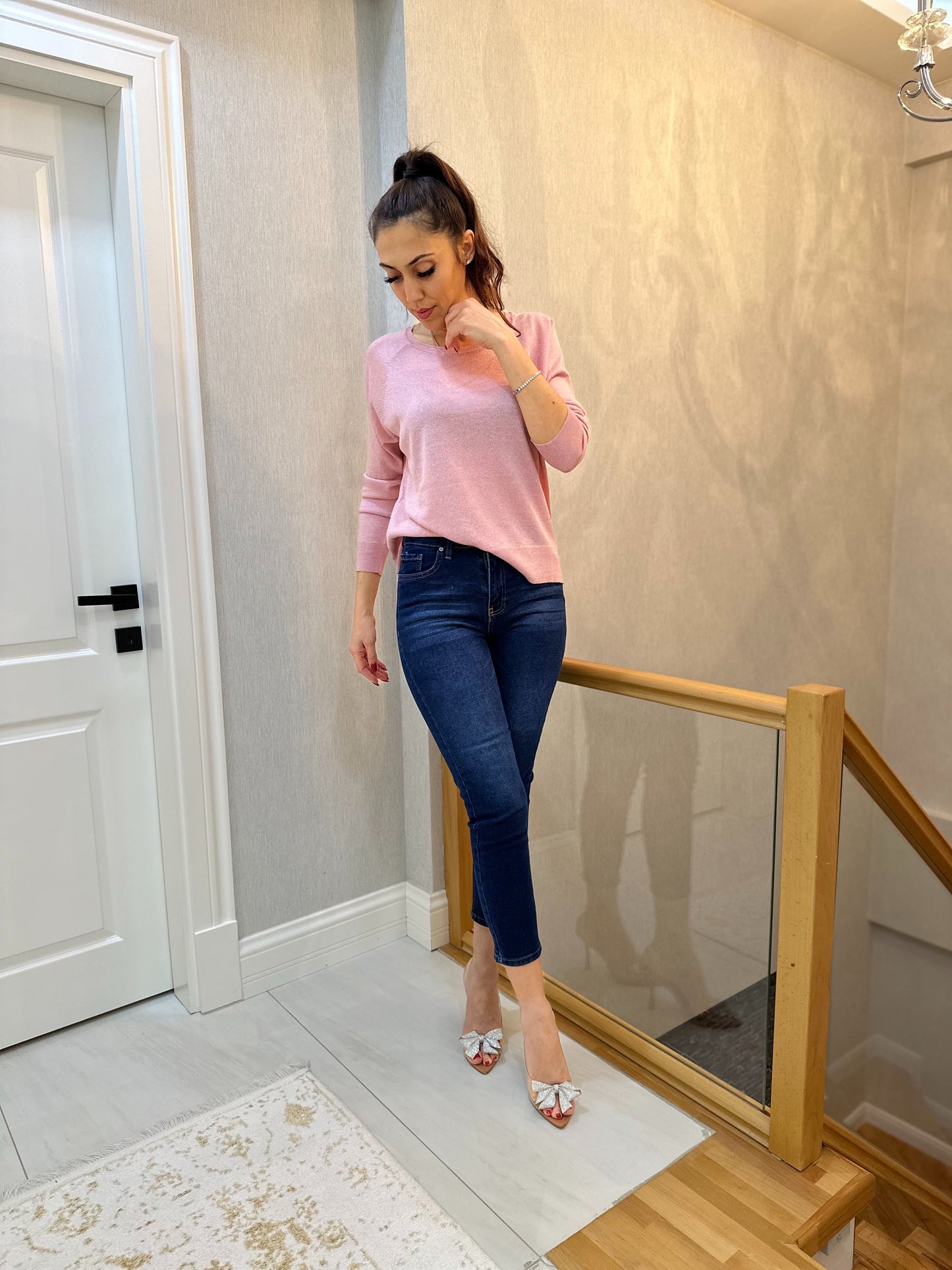 İnce Pudra Pembesi Triko - Lagün Moda