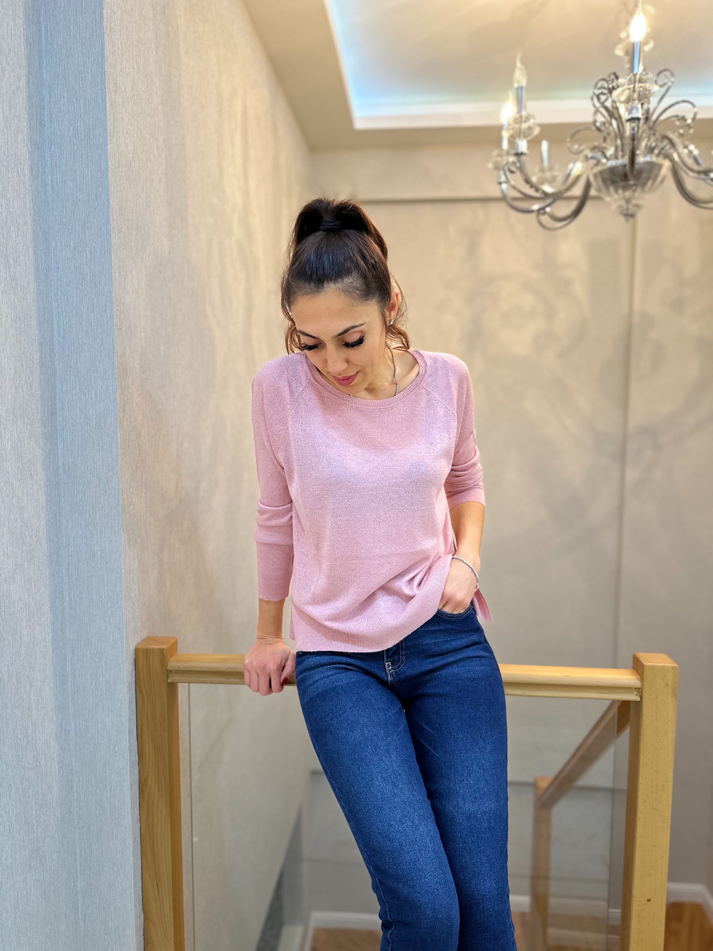 İnce Pudra Pembesi Triko - Lagün Moda