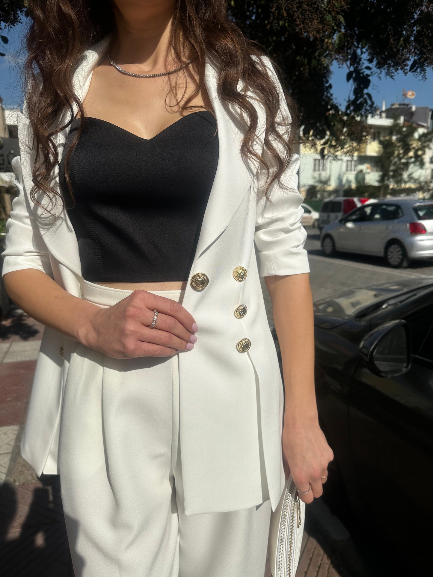Siyah Saten Şık Crop