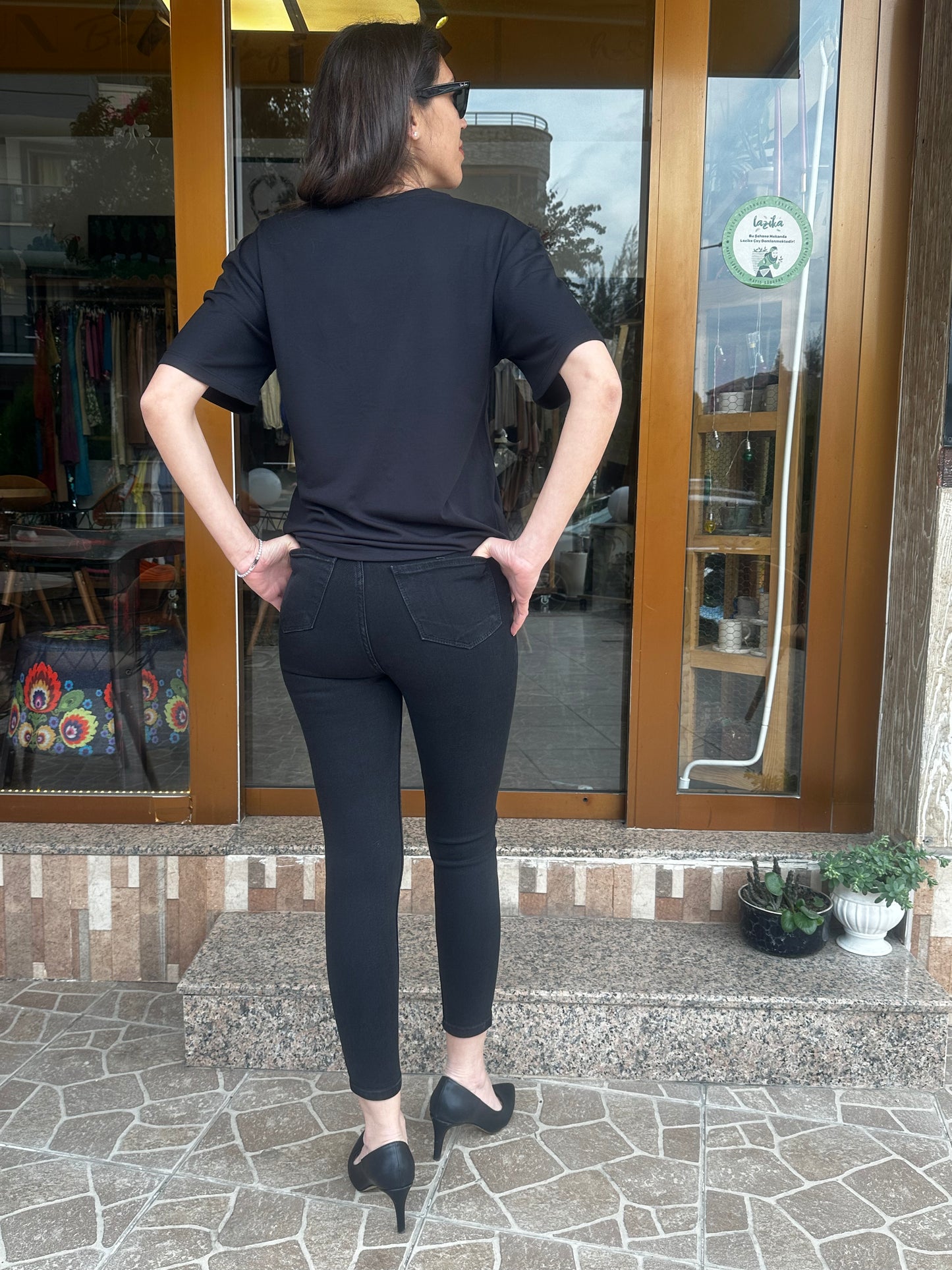 Siyah Yüksek Bel Skinny Jean Pantolon