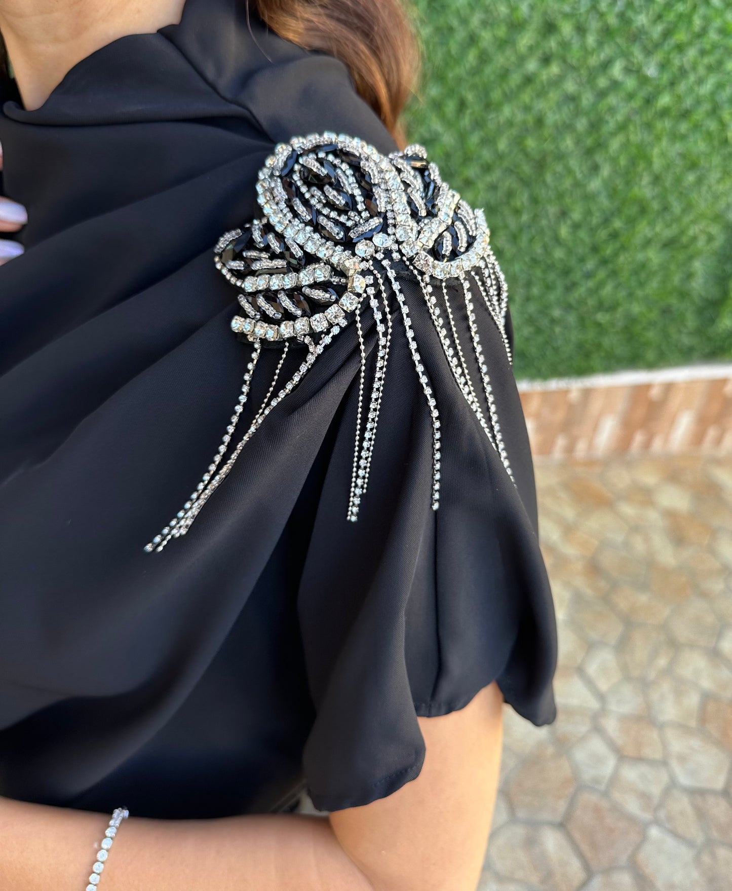 Apoletli Drape Boğazlı Bluz - Lagün Moda