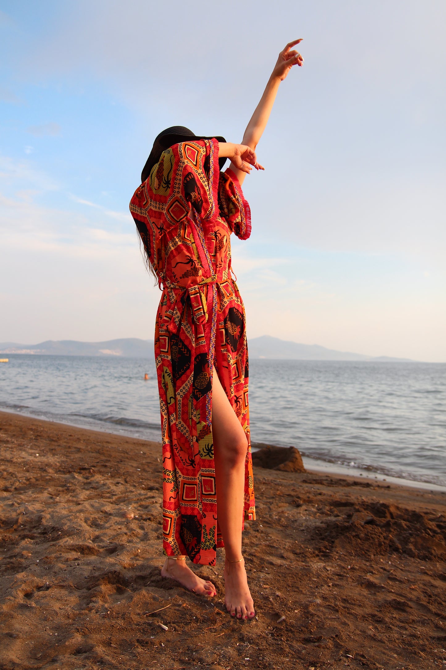 Etnik Desenli Viskon Kimono - Lagün Moda