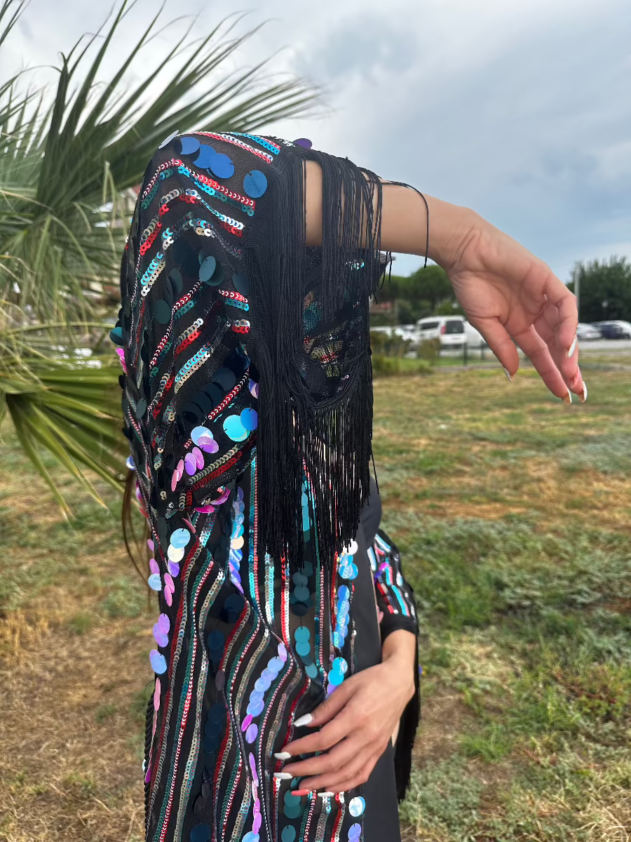 Pul Payet İşlemeli Özel Tasarım Kimono - Lagün Moda