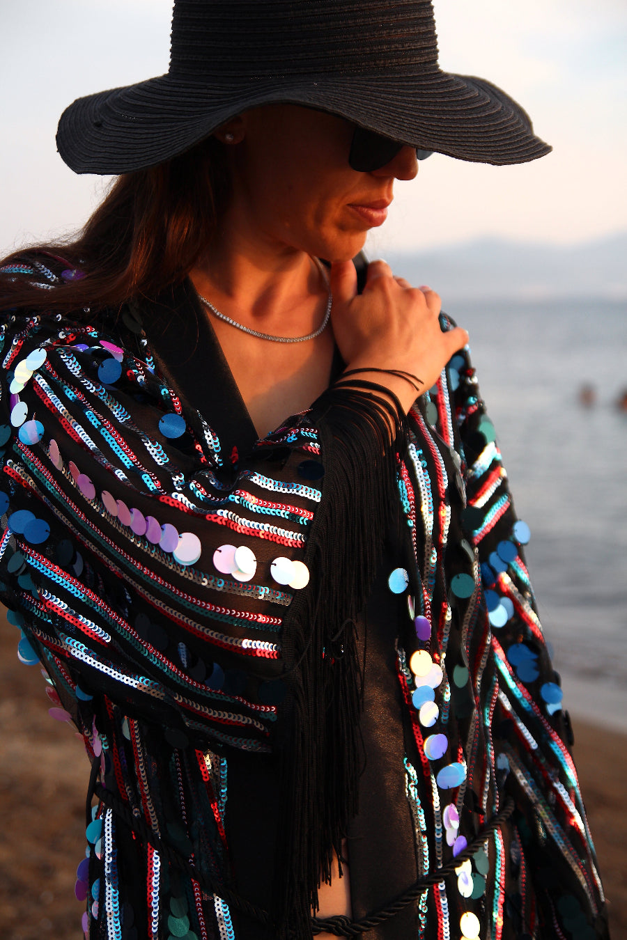 Pul Payet İşlemeli Özel Tasarım Kimono - Lagün Moda