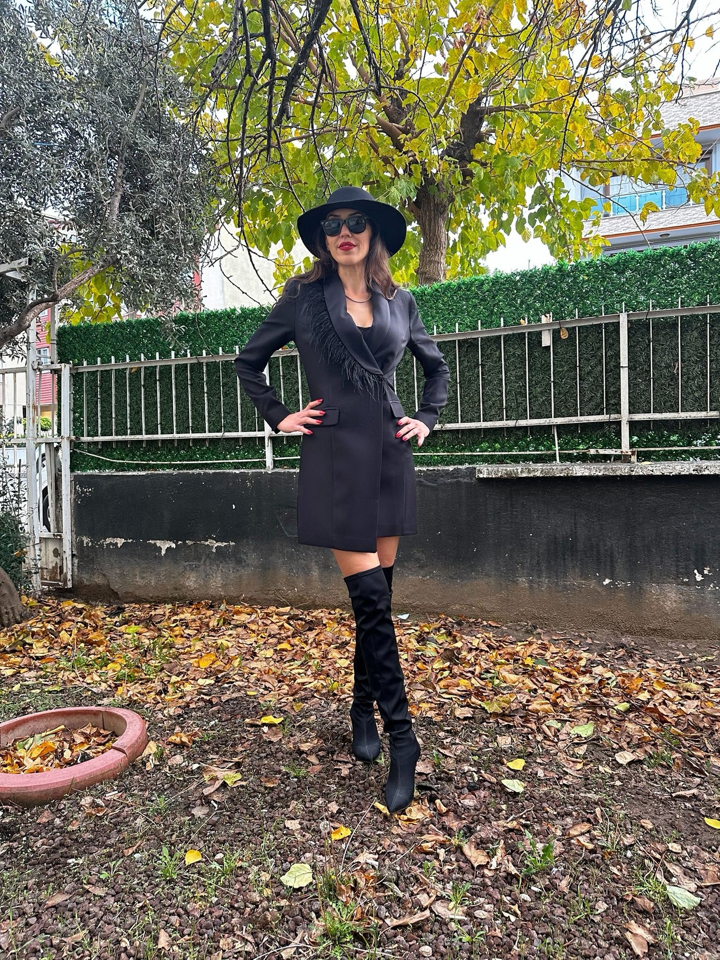 Otriş Detaylı Ceket Elbise - Lagün Moda