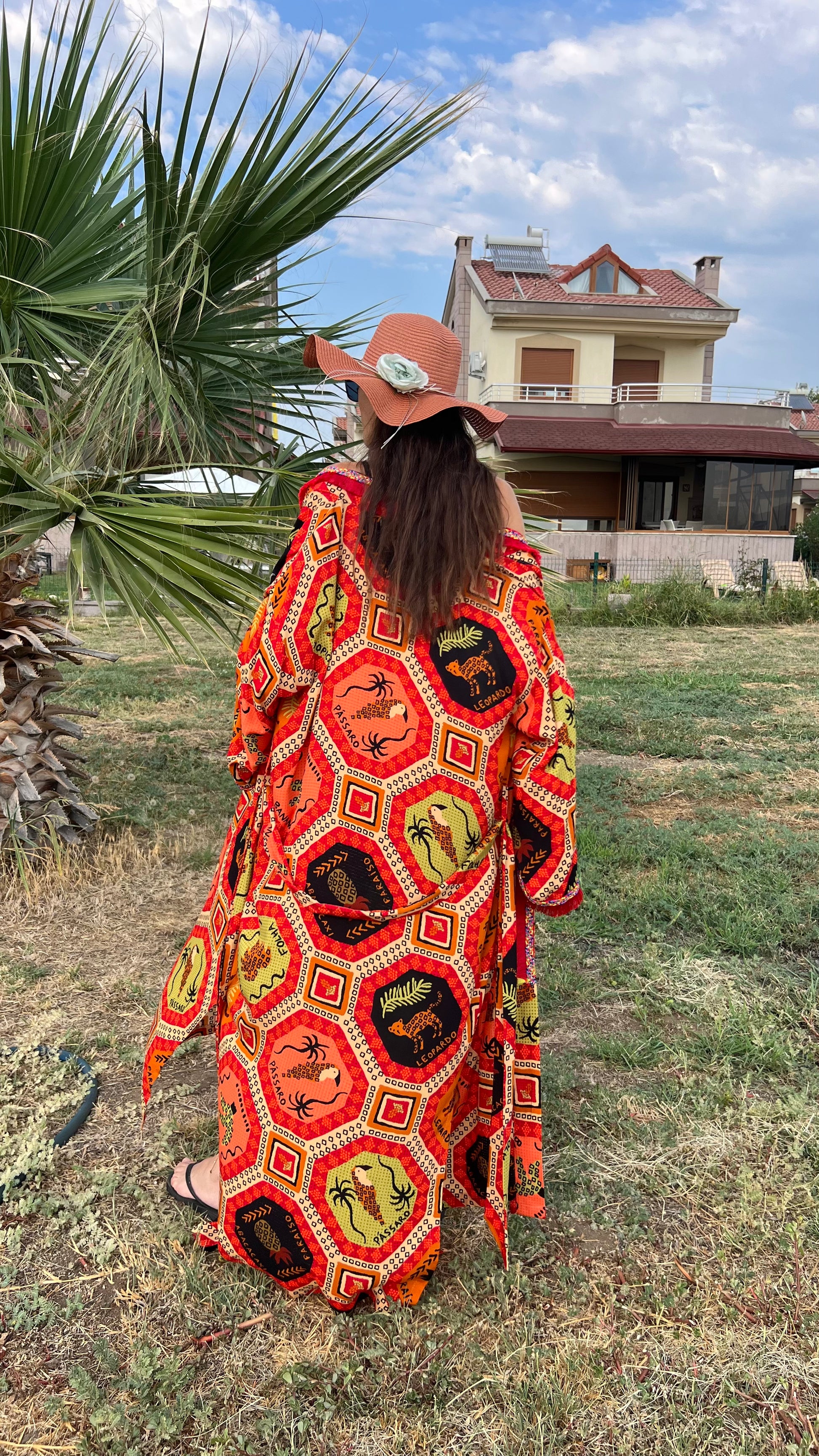 Etnik Desenli Viskon Kimono - Lagün Moda 